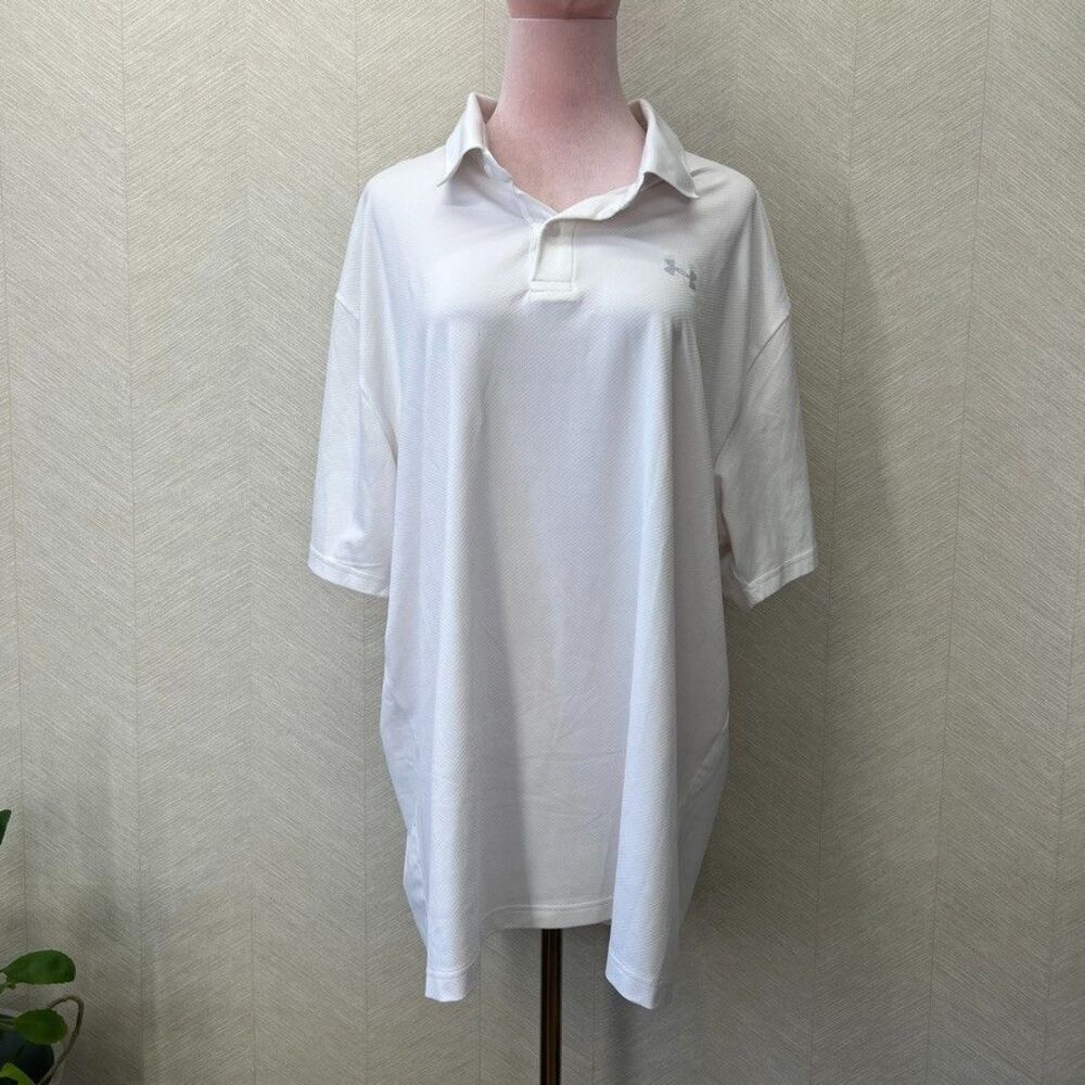 Under Armour Heatgear Short Sleeve White Performance Polo Shirt Mens Size XXL